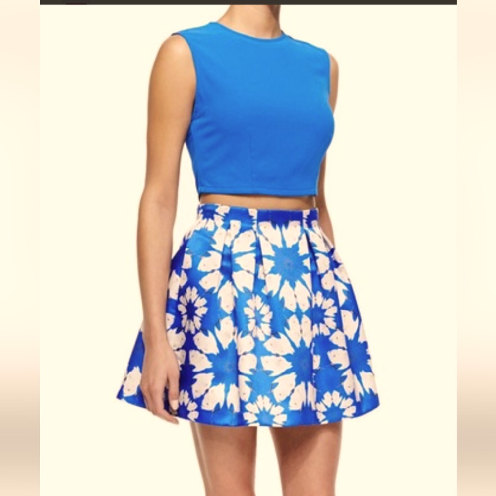 Alice + Olivia Connor skirt blue swans 0